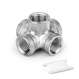 ERGAOBOY 2 PCS Stainless Steel 5 Way Side Outlet Tee, 3/4" BSP Pipe Fitting for Water and Air Hoses, Industrial Applications