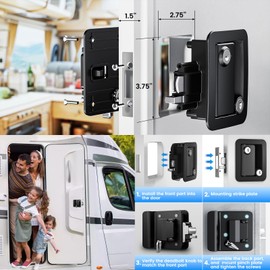 CAMJOKE RV Door Lock Replacement,RV Locks,100% Metal,RV Door Locks,Camper Door Lock,Upgraded RV Door Latch with Paddle Deadbolt,Designed for2.75" x 3.75" x1.5" Lock Hole(4 Keys 1 Lock)