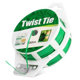 328 Feet (100m) Garden Plant Twist Tie with Cutter Reusable for Plants Growth and Care, Tie Wire Reel for Home and Office Cable Organization, Multifunctional Twist Ties (Green) Rool for Cord & Bag