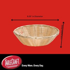 TableCraft Products C1175W Basket, Round, Natural, 8.5" x 2.25" (Pack of 12)