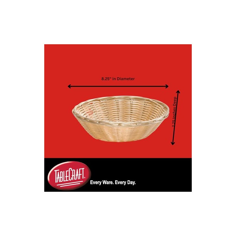 TableCraft Products C1175W Basket, Round, Natural, 8.5" x 2.25" (Pack