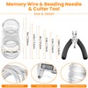 MARRTEUM 100 Loops Silver Memory Beading Wire with Cutter Tool