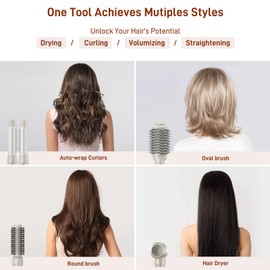 5 in 1 Hair Air Styler - Rotating Hair Dryer Brush 110000 RPM for Fast Drying & Hot-Air Automatic Wrap for Curling, Frizz-Free Blow Dryer Brush for Straightening Volumizing No Heat Damage