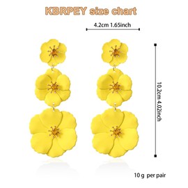 KBRPEY Flower Earrings for Women, Three-Layer Flowers, Camellia Earrings, Flower Drop Earrings, Boho Hypoallergenic Earrings, Fashion Jewellery, Gift for Women, Girls, Birthday, Anniversary, Alloy