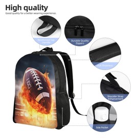 Funny Backpack Football Backpack Aesthetic Bookbag Black Simple Modern Lightweight Backpack With Mesh Side Pocket Large Laptop Backpack