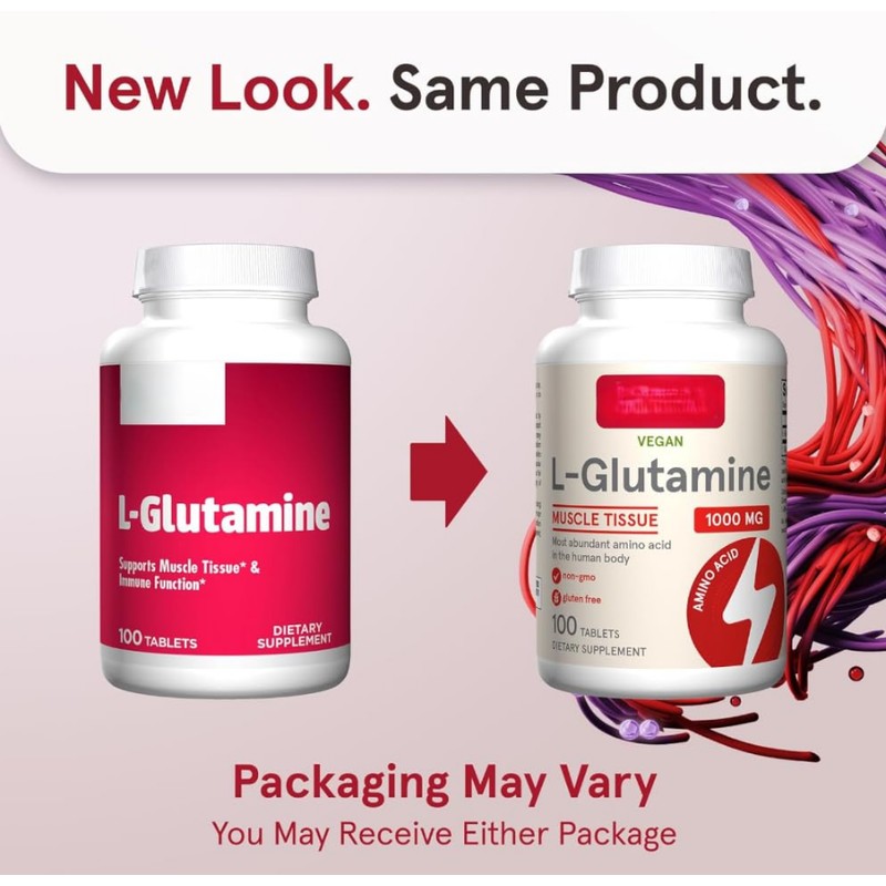 Vegan L Gluthamine, Muscle Tissue, 1000mg per Serving, 100 Tablets