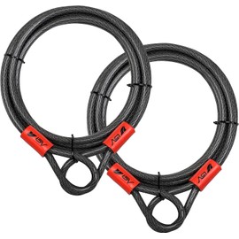 BV Heavy-Duty 15FT Security Cable with Loops-10mm (3/8 Inch) Cut-Resistant Braided Steel Cable-Versatile & Weatherproof-Security Chain for Padlock, Chain Lock, Wire Lock (Pair)