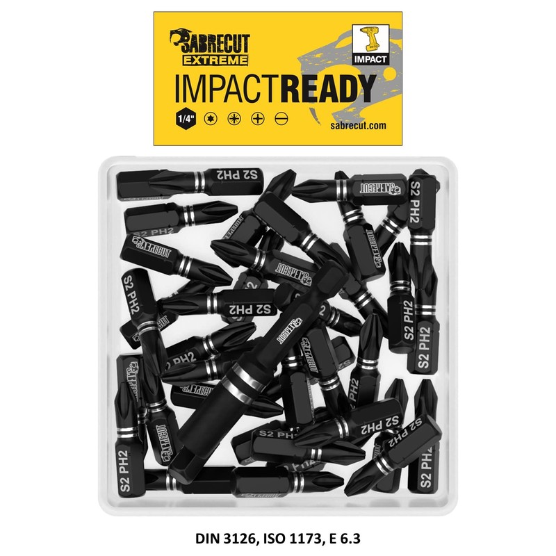 41 x SabreCut SCPA25_41PH 25mm PH2 Impact Screwdriver Driver Bits