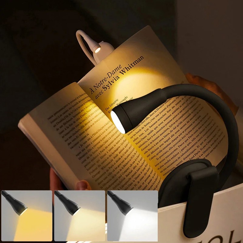 Rechargeable Book Light for Reading – 3-Color Dimmable LED Clip