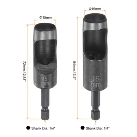 sourcing map 2pcs Leather Hollow Punch Hex Shank for Drills, 15/16mm Dia Hole Punch for Thick Fabrics Leathercraft Working Pvc Card Plastic Punching