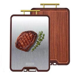 Titanium Cutting Board Double Sided, Wood Cutting Board for kitchen, GR1 Titanium & Walnut Wood Large Chopping Board for meat with Juice Groove for Meat & Veggies. 16.3”x11”x1”