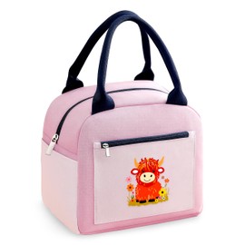 BJDAMAI Highland Cow Bento Bag, Thermal Insulated Cooler Lunch Bento Tote Bag, Gifts For Teens Girls Kids Women, Work Travel Office Camping Picnic Beach Lunch Essentials!