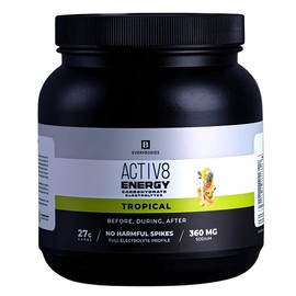 Energize Your Workouts with ACTIV8 Carbohydrate & Electrolyte Powder - Boost Energy, Himalayan Pink Salt, No Sugar - 600g, 20 Servings for Optimal Performance (Tropical)