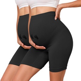 Y25D Maternity Shapewear for Under Dresses Over Belly Pregnancy Underwear Mid-Thigh High Waist Shorts Panties for Baby Shower