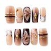 Uñas postizas cuadradas de color marrón medio hechas a mano,