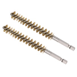 CoCud Bore Brush, 12mm Dia 75mm Length, Brass Twisted Cleaning Wire Brushes with 1/4" Hex Shank - (Applications: for Power Drill), 2-Pieces