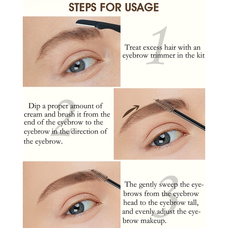 Gray Eyebrow Gel Tinting Kit,Light Grey Waterproof Eye Brow Stain