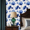 HOMETITUTE Blue Flower Wallpaper Peel and Stick Minimalist Botanical Contact