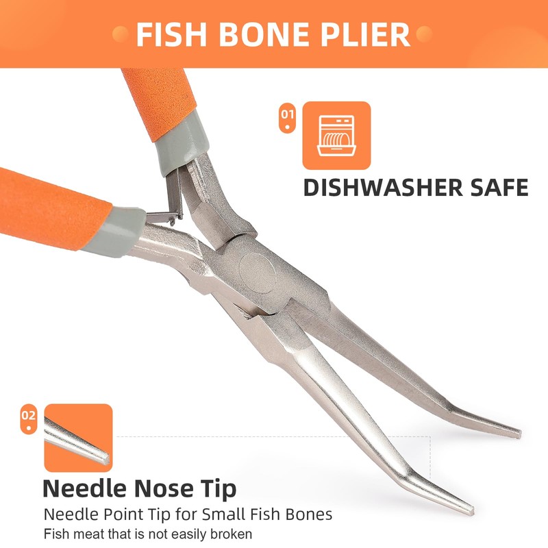 SIDAZON Fish Bone Pliers/Tweezers 6 Inches Bent nose pliers Curved