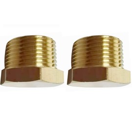 YOUHO 3/4 Npt Adapter for Pipe Fittings, Brass Pipe Fitting 3/4" Hex Head Plug with Thread (2 Packs)
