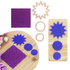 GOTO CLAY TOOLS Mandala Texture Mat for Polymer Clay Earring, Texture Mat with Cutters M-6