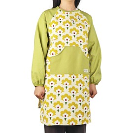 Small snail Long Sleeve Cotton Apron Waterproof Women Pinafore Kitchen Apron with Big Pockets for Cooking, Baking, Gardening, Housework