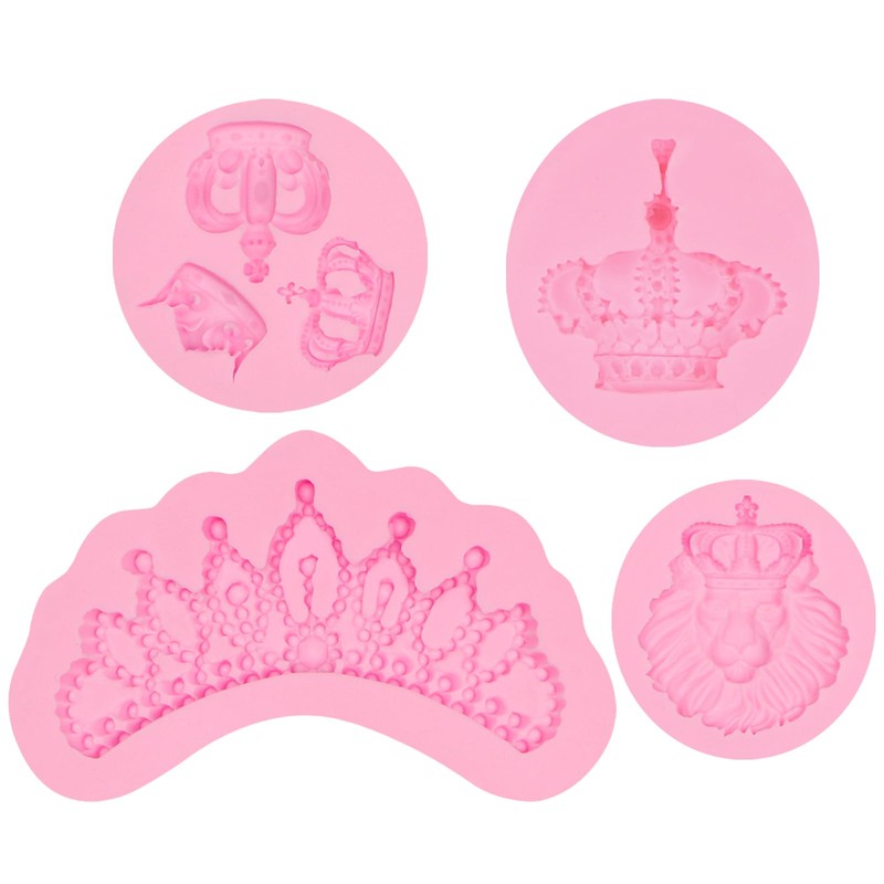 Royal Crown Silicone Molds Set, Lion and Tiara Fondant Molds,