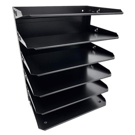 Huron Desktop Horizontal 6-Slot File Organizer, Black Steel