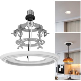 gezee R5 and 6 Recessed Can Light Conversion Kit, for Ceiling Fan Light Fixture, Pendant Light, Hanging Light, with 7’¾ Beveled & Flat, Steel, Ceiling Medallion, White Finish