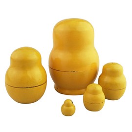 Winterworm Cute Lovely Animal Mini Yellow Chicken Handmade Wooden Russian Nesting Dolls Matryoshka Dolls Set 5 Pieces for Kids Toy Birthday Kids Room Decoration