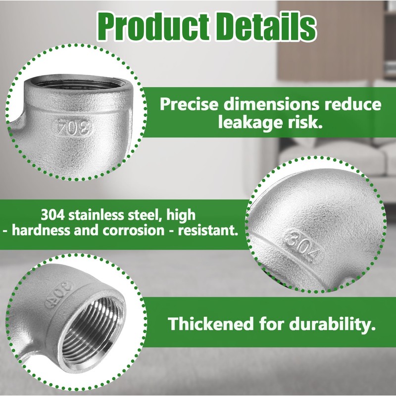 ISDVBUY 2 Pack 304 Stainless Steel Elbow, 90 Degree Pipe