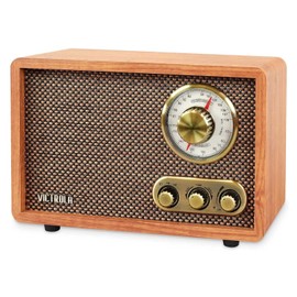 Victrola Victrola Retro Wood Bluetooth Radio with Built-in Speaker,Elegant & Vintage Design, Rotary AM/FM Tuning Dial, Wireless Streaming, Walnut