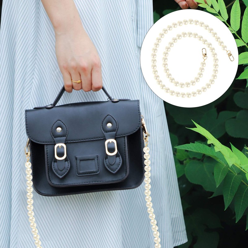 VALICLUD Pearl Handbag Chain Pearl Pearl Shoulder Strap Crossbody Bag