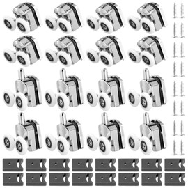 MOUYAT 16 PCS Shower Door Rollers, 23mm Curved Shower Door Rollers, Shower Door Wheels with Bumpers and Screws for Curved Bathroom Showerroom Doors