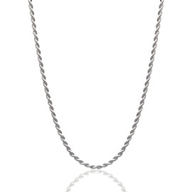 Madonna Litta Diamond Cut 925 Sterling Silver Chain Braided Rope Chain Excellent Luster Italian Silver Necklace Chain for Women Men Durable 3mm Size 16,18, 20, 22, 24 Inches, 26 inches, Sterling Silver, No Gemstone