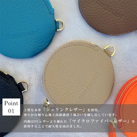 saifu06 Women's Coin Purse, Small, Genuine Leather, Easy to Use, Popular, Cute, Coin Case, Thin, Stylish, Compact, Greige × Baby Pink