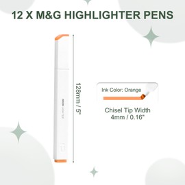 M&G Orange Highlighter, 12 Pack High Lighters Highlighters No Bleeds Highliters Pens Neon Soft Highlighters Bulk Clear View Bright Tip Marker for Books Home Office, Square
