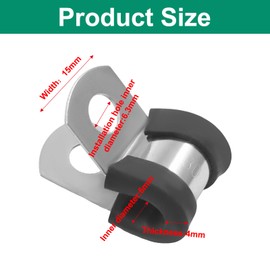 Aoserge 50pcs 1/4 Inch Black Rubber Coated Stainless Steel Cable Clamps - Robust Clamps for Secure Tube, Pipe, and Wire Installation in Automotive, Marine, and Household Applications