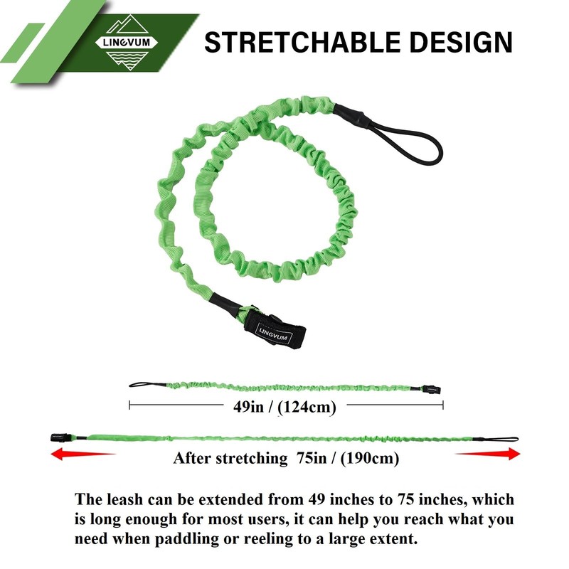 LINGVUM Kayak Paddle Leash Stretchable Paddle Strap Coiled Lanyard Rope