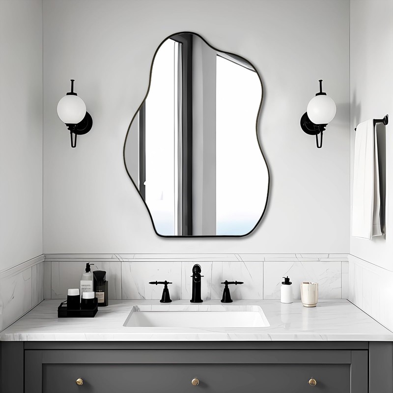 BOMINICA Irregular Wall Mirror - Asymmetrical Mirror for Bathroom, Living