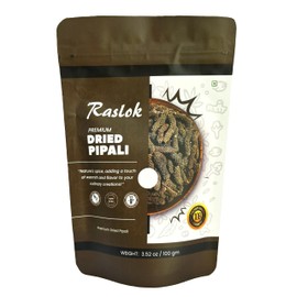 Raslok Dried Pippali Indian Long Pepper Whole | 3.52 oz - 100gm | Pipli Spice Long Pippali Whole | Indian Spices | Organic Whole Black Pepper | Multipurpose Seasoning | Resealable Bag