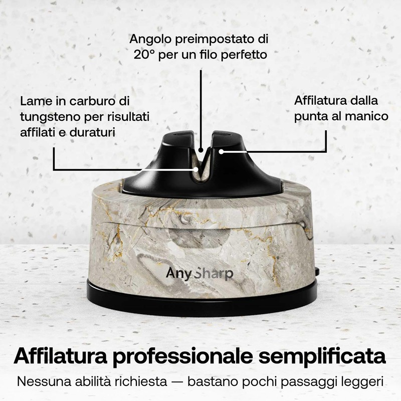 AnySharp Evo Affilacoltelli, Sicurezza Mani Libere, Potente Suzione PowerGrip, Affila