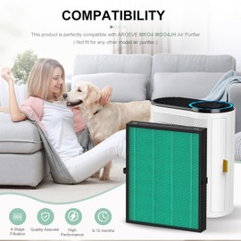 Luripid 2 Pack MK04 Air Filter Replacement Compatible with MK04 MG04JH Air Puri-fier, 4-in-1 High-Efficiency Pollen Pet Dander Hair H13 HEPA Filter Suitable- Pet Dander Version