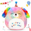 Easfan 12'' Original Rainbow Birthday Dog Plush Pillow Soft Puppy
