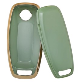 REPROTECTING TPU Key Fob Cover Compatible with Nissan Pathfinder Rogue Kicks (White/Green, 5 Buttons/TPU)