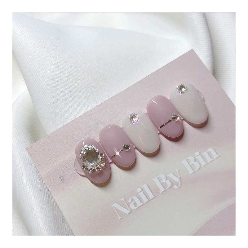 [Handmade Nail Tips] Aurora Syrup Nails - Long Oval /