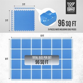 WF Athletic Supply 96 SQ.FT Diamond Pattern 1/2-Inch Thickness Interlocking Exercise Foam Mats, Extra Thick Eva Foam Flooring Tiles, Gym Fitness Equipment Mat, Home Protective Flooring Cushion, Blue