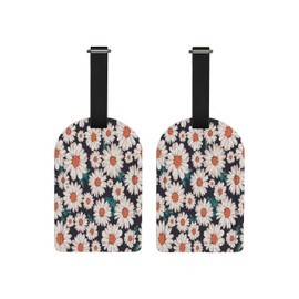 Richugui 1 Pack Pretty Little Daisy Luggage Tags for Suitcases,Luggage Tag,Leather Label Tag for Women Men Girls Travel Bag Suitcase, 1pc