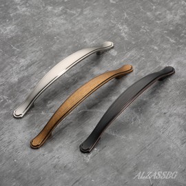 Alzassbg 10 Pack Antique Brass Cabinet Pulls, 5 Inch(128mm) Hole Centers Cabinet Handles Arch Kitchen Hardware for Cabinets and Drawer AL3028AE