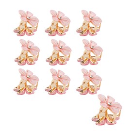 Bojueshaw 10PCS Sweet Mini Floral Hair Clips for Women,Small Non-Slip Claw Clips,Cute Hair Accessories for Girls,Daily Use,Parties,Weddings(Pink)